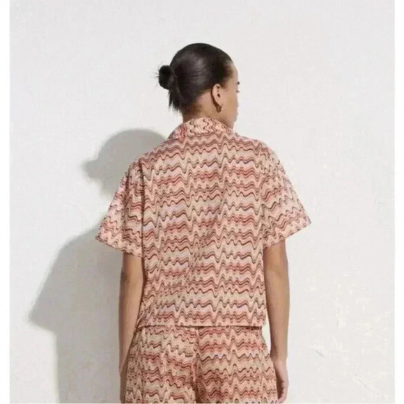 Faithful The Brand Manu Shirt Vandella Print Dusk Short Sleeve Swim Coverup 6 - Picture 3 of 7